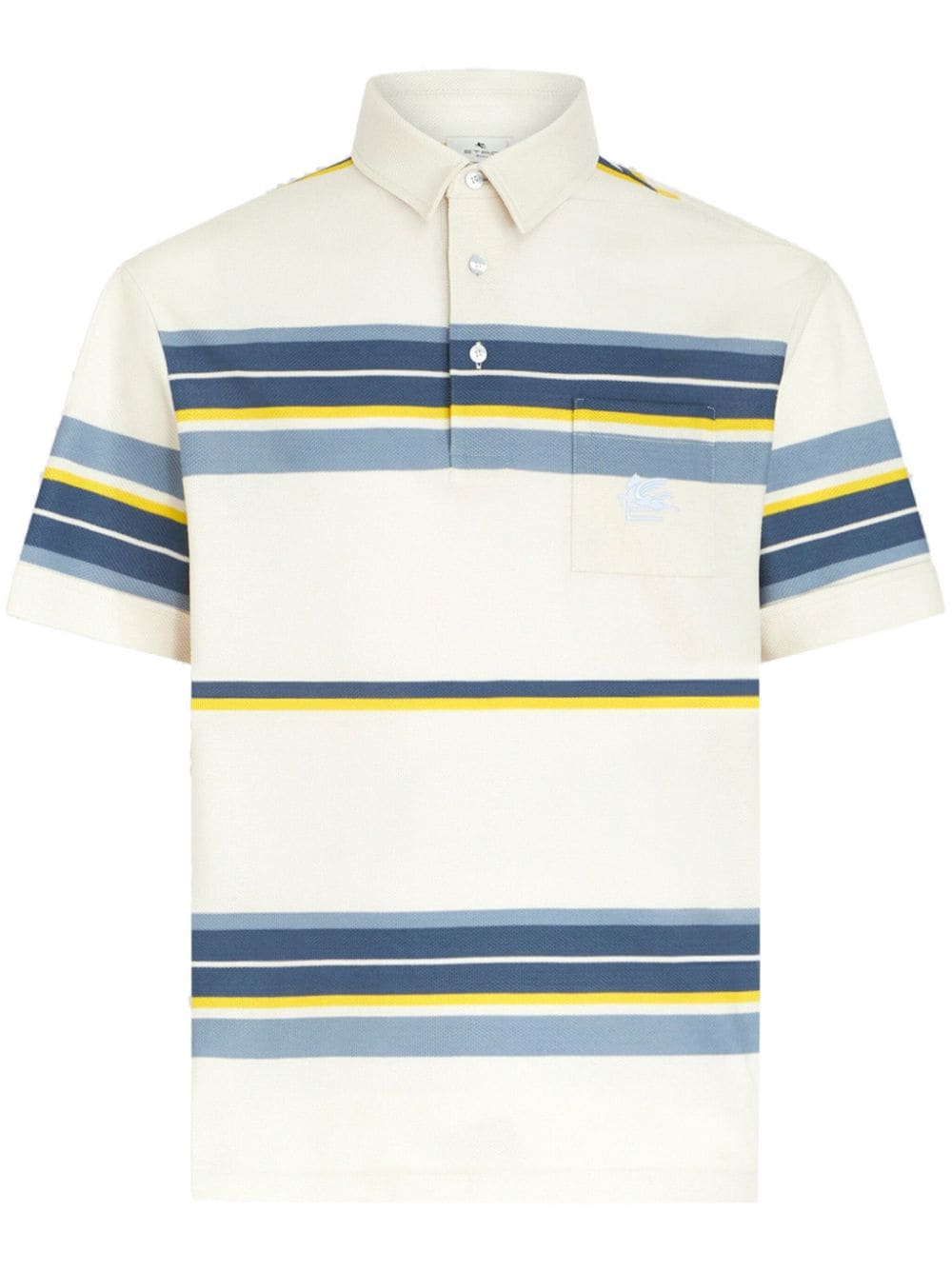 ETRO Gestreiftes Poloshirt mit Pegaso-Stickerei - Weiß von ETRO