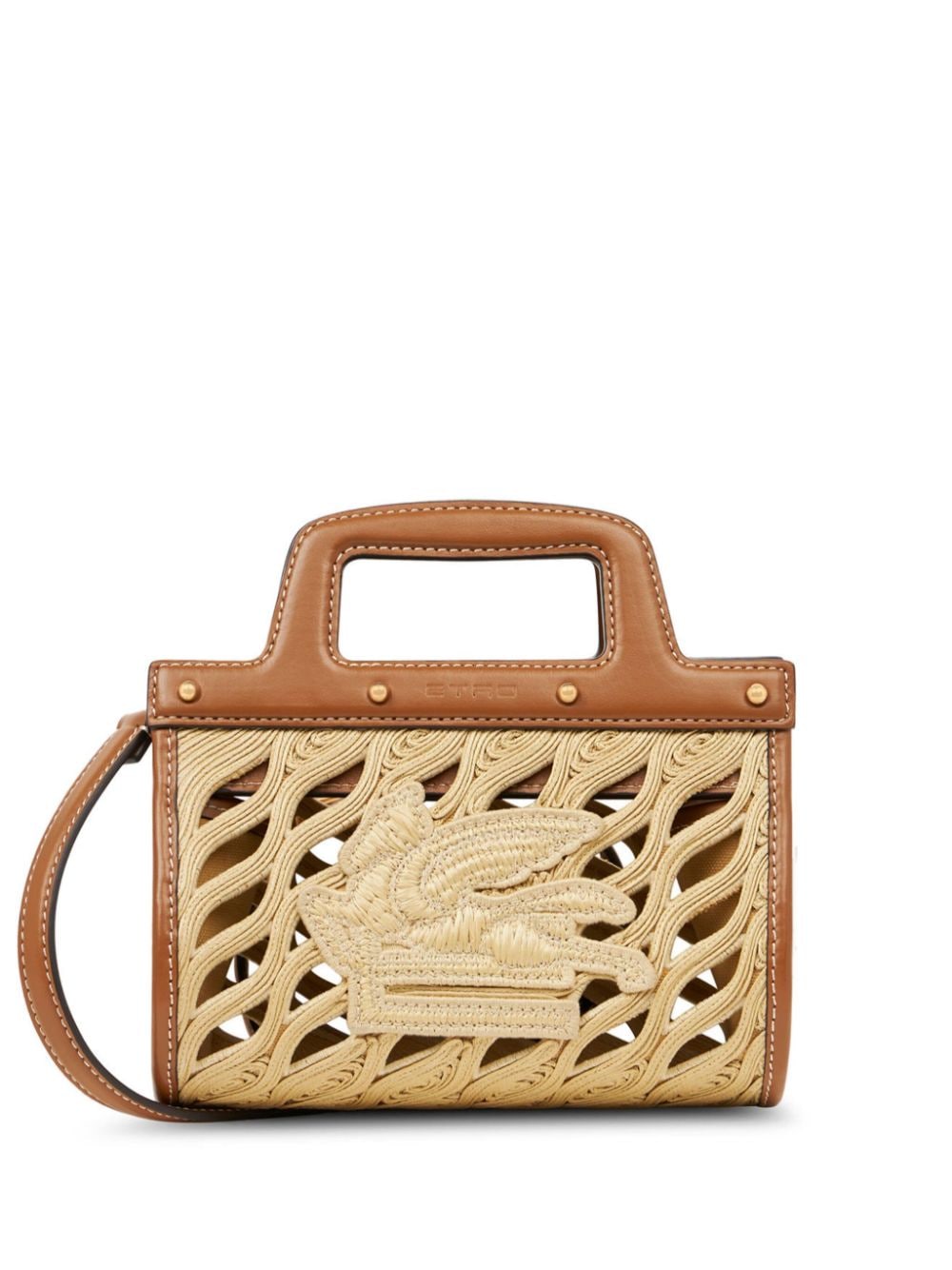 ETRO Mini Pegaso Handtasche aus Bast - Nude von ETRO