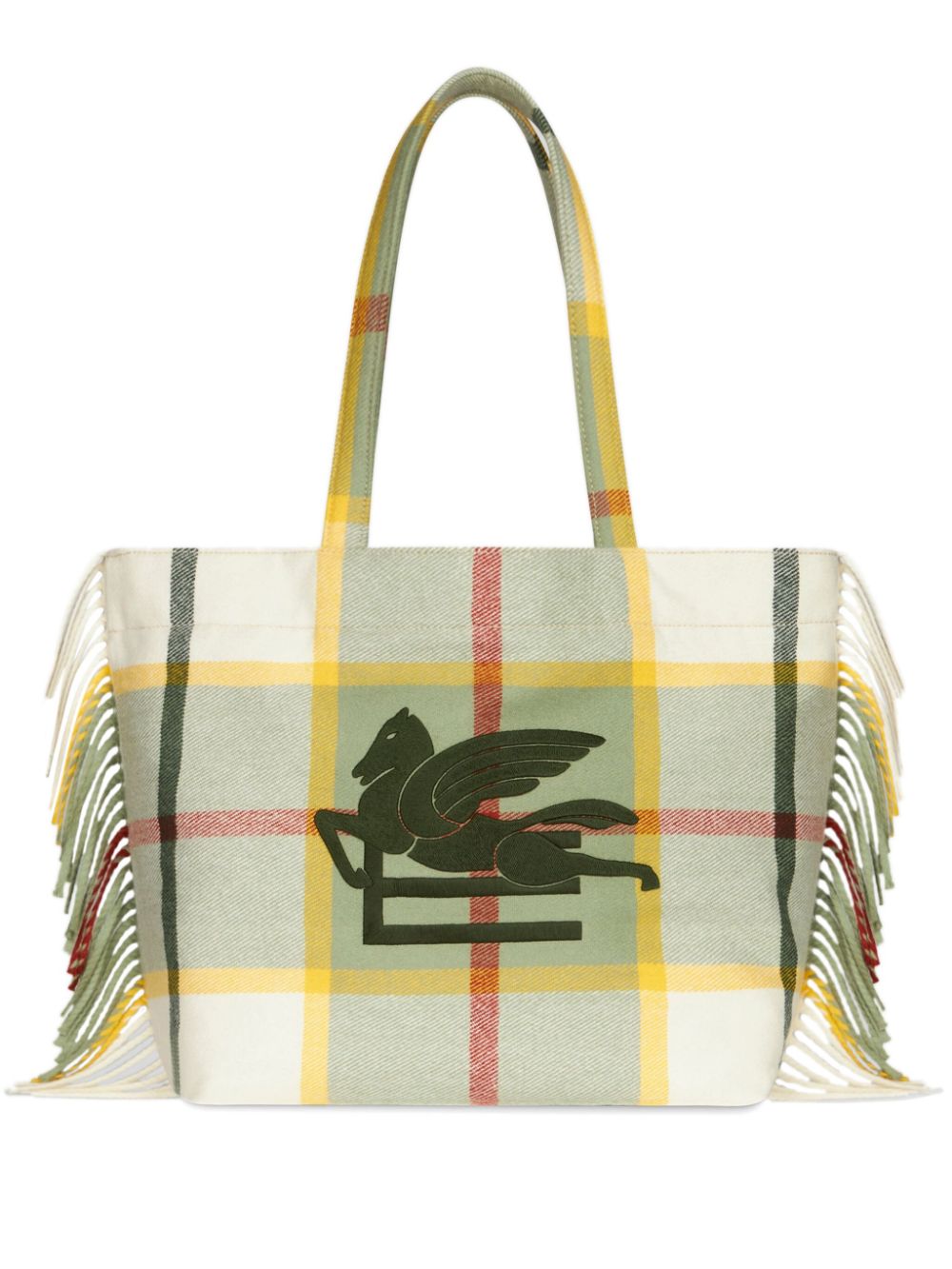 ETRO Karierter Shopper mit Pegaso-Stickerei - Grün von ETRO