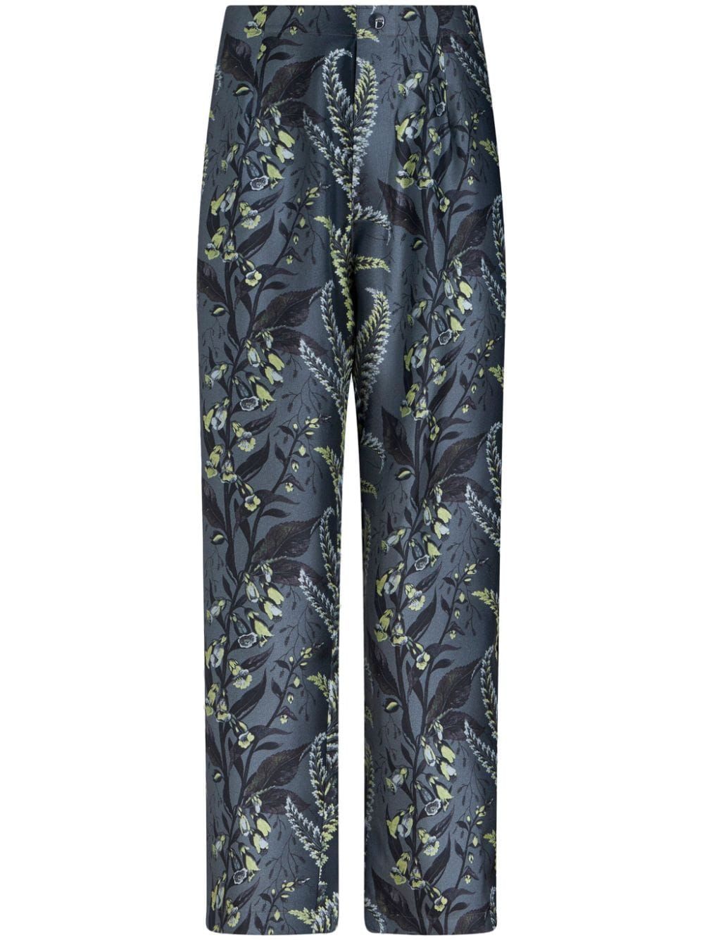 ETRO Seidenhose mit Blatt-Print - Blau von ETRO