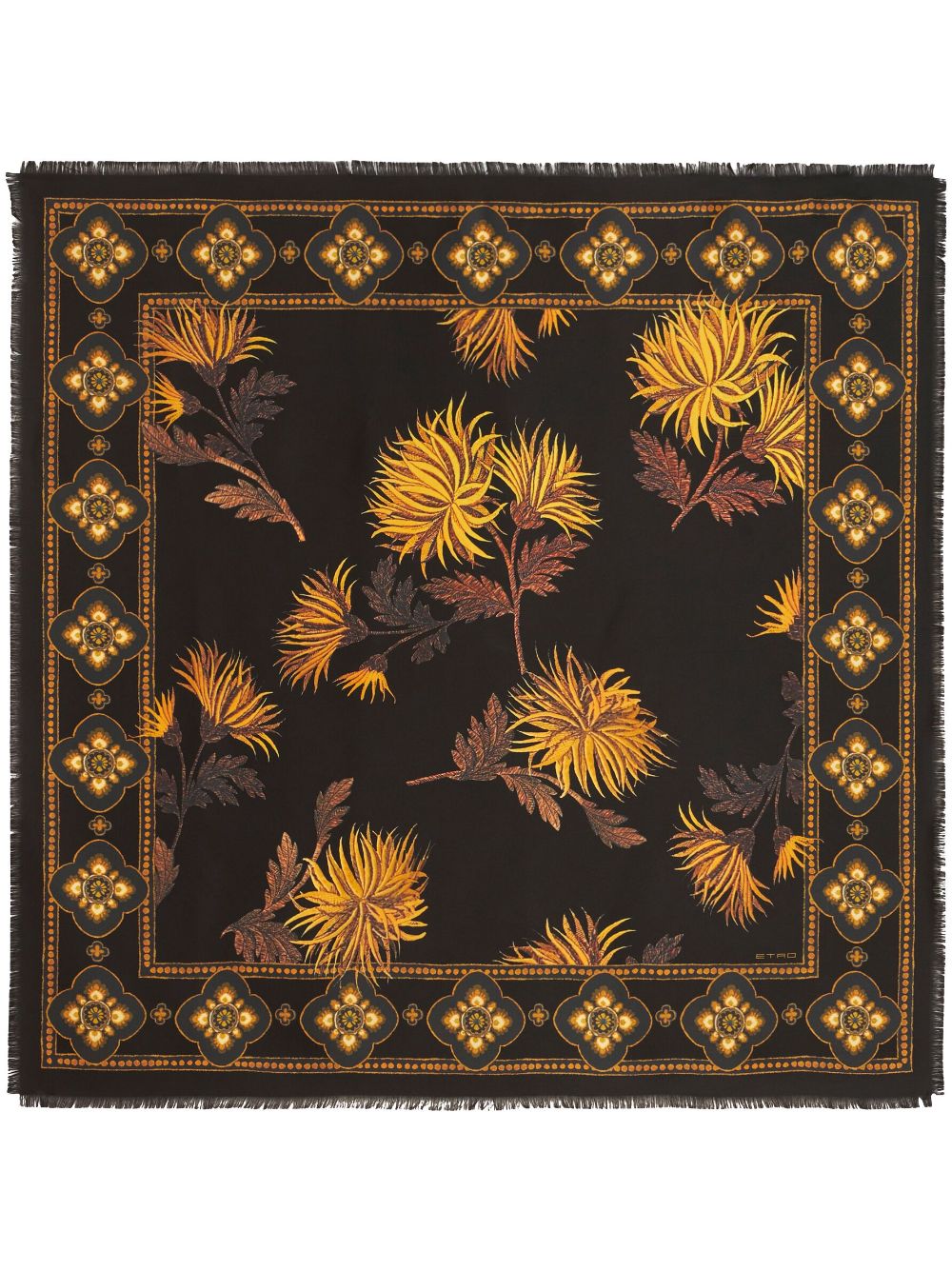 ETRO Seidenschal mit Blumen-Print - Schwarz von ETRO