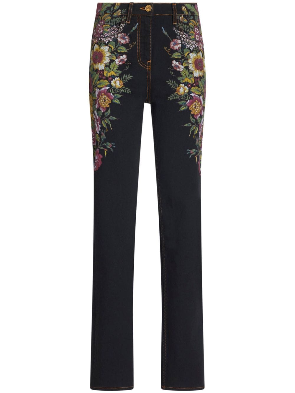 ETRO Tapered-Jeans aus Blumen-Jacquard - Schwarz von ETRO