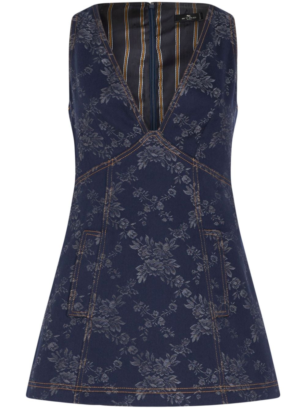 ETRO Jeans-Minikleid mit Blumen-Jacquard - Blau von ETRO