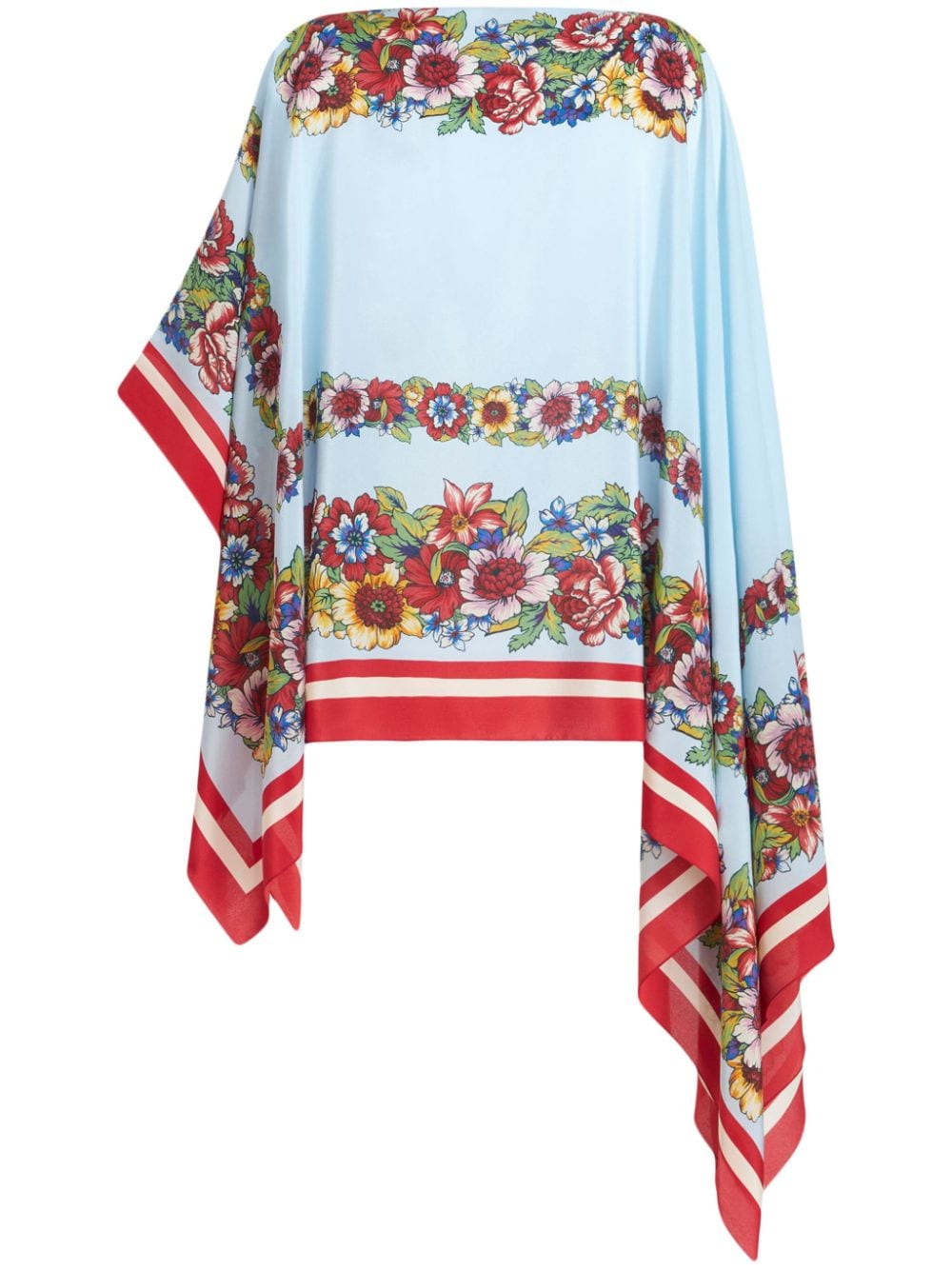 ETRO Seiden-Poncho mit Blumen-Print - Blau von ETRO