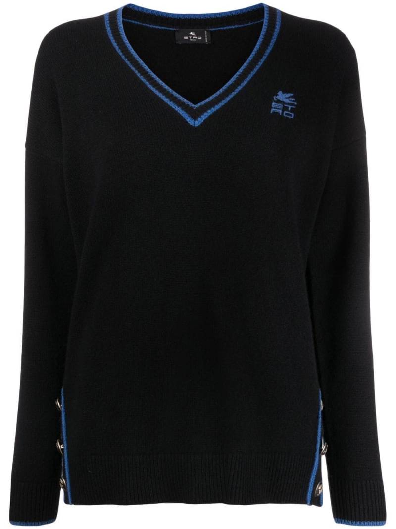 ETRO Intarsien-Pullover mit Logo - Schwarz von ETRO