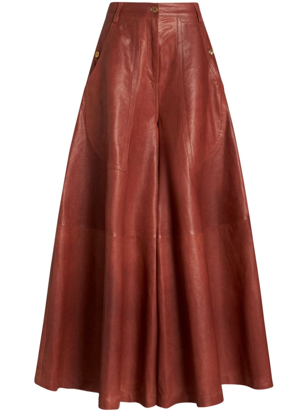 ETRO Wide-Leg-Hose aus Leder - Rot von ETRO