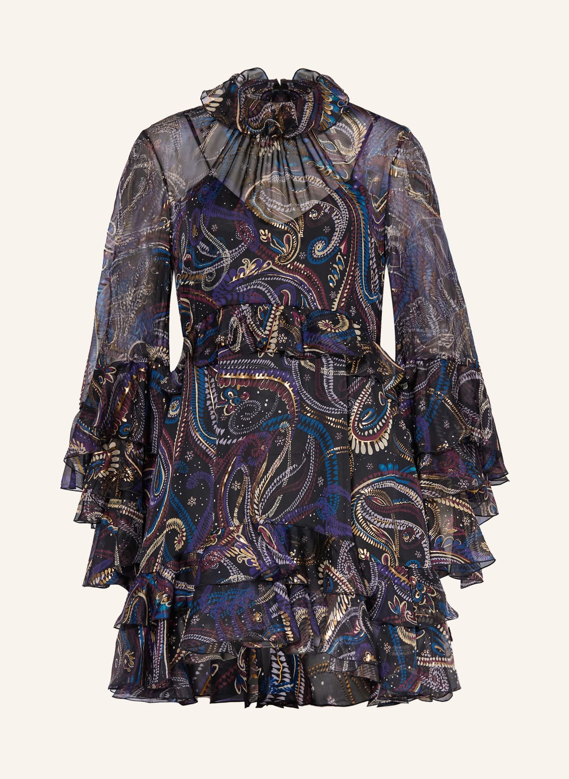 Etro Cocktailkleid Aus Seide Mit Volants schwarz von ETRO