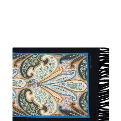 Etro Schwarzer Paisley Seidenschal - Blumenmotiv 68x200cm von ETRO