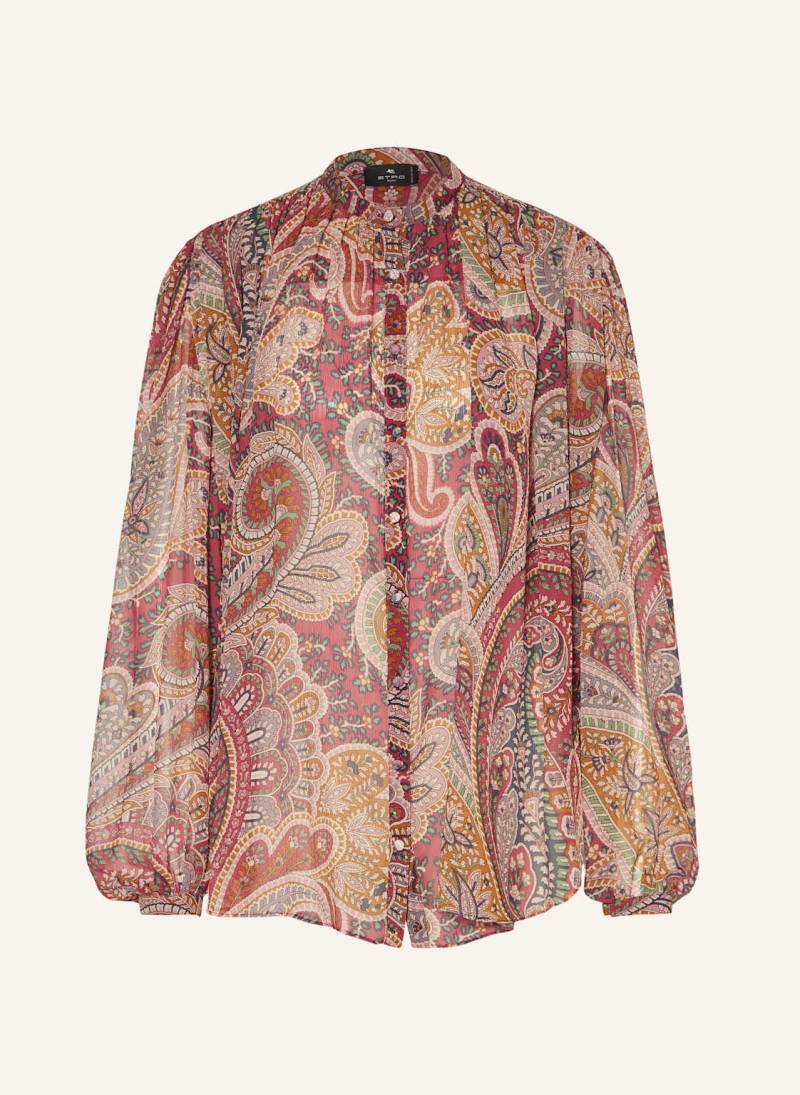 Etro Seidenbluse Mit Plissees rot von ETRO
