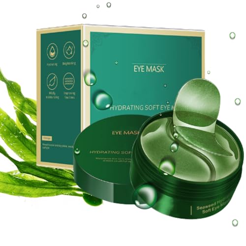 60x Augenpads Gegen Augenringe Männer Eye Pads Mask Hyaluron Eye Patches Entfernen Augen Pads Augenpflege Tränensäcke und Falten Algen-Augenpflaster von ETRSAIRL
