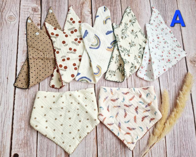 Farbwahl Halstuch Musselin Schal Dreieckstuch Baby Regenbogen Punkte 68 74 80 86 92 98 Handmade von ETStoffzauber