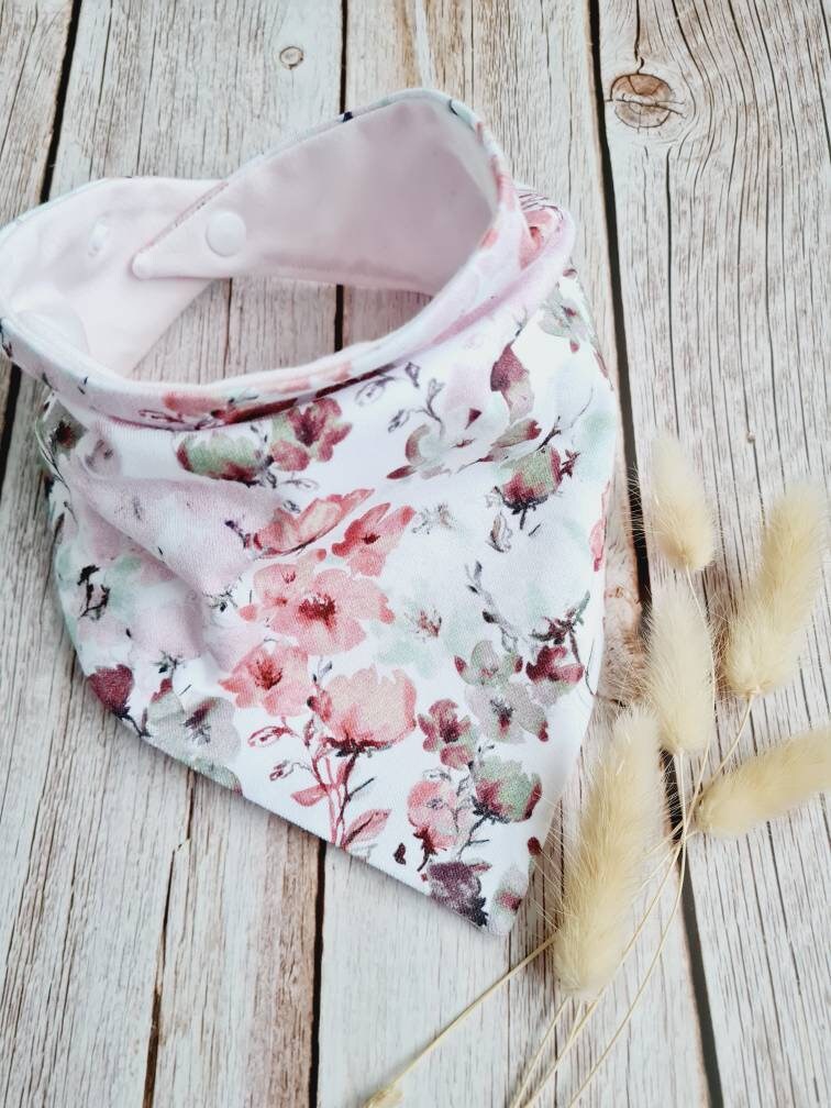 Halstuch Baby Schal Dreieckstuch Frühling Floral Blumen Aquarell Zart 68 74 80 86 92 98 104 Handmade von ETStoffzauber