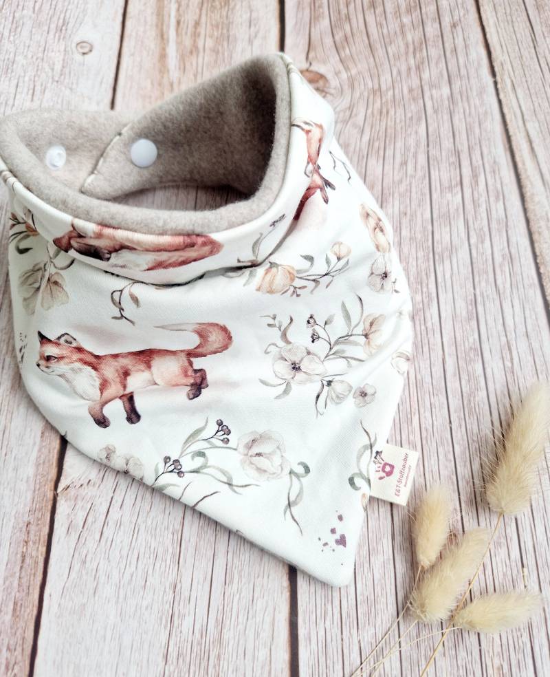 Halstuch Fleece Fuchs Schal Dreieckstuch Braun Jungs Mädchen Baby 62 68 74 80 86 92 98 104 110 Handmade von ETStoffzauber