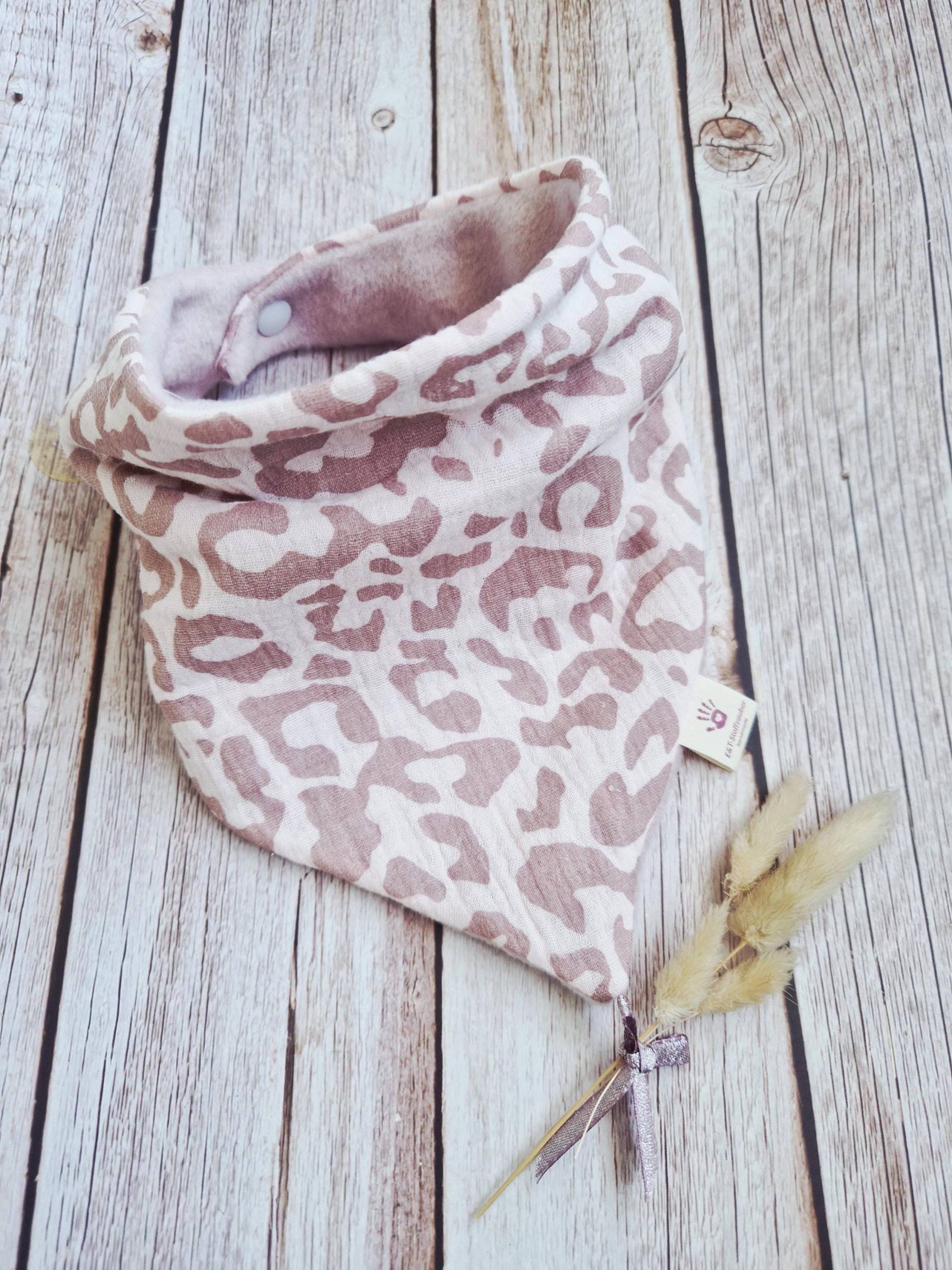 Halstuch Fleece Schal Dreieckstuch Handmade Animalprint Leo Rosa Mädchen Baby 62 68 74 80 86 92 98 104 110 von ETStoffzauber