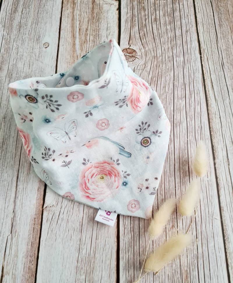 Halstuch Musselin Rotkehlchen Handmade Blumen Baby 62 68 74 80 86 92 98 104 110 von ETStoffzauber