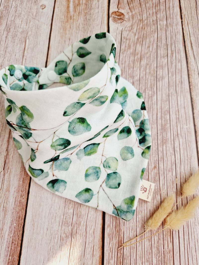 Halstuch Musselin Eukalyptus Schal Dreieckstuch Baby Grün Weiß 62 68 74 80 86 92 98 104 110 von ETStoffzauber