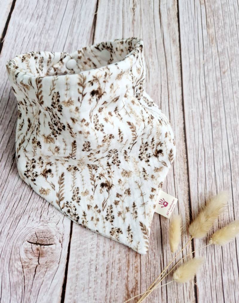 Halstuch Musselin Schal Dreieckstuch Blumen Boho Trockenblumen Handmade Baby 62 68 74 80 86 92 98 104 110 von ETStoffzauber