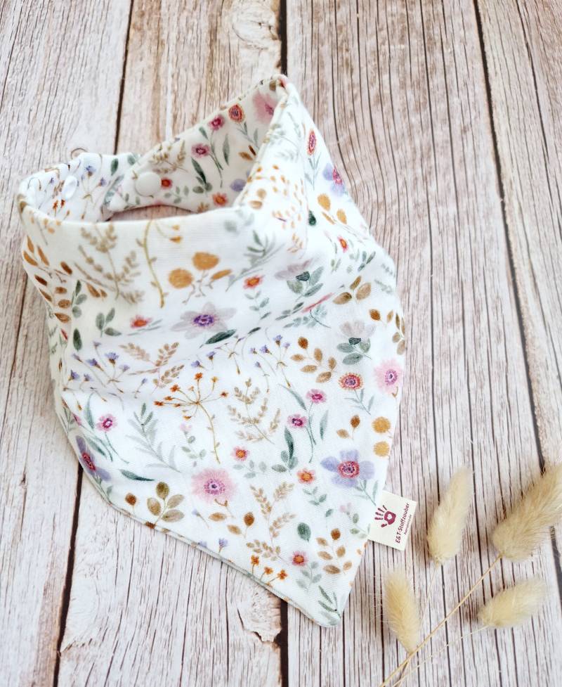 Halstuch Musselin Schal Dreieckstuch Baby Blumenwiese Bunt 62 68 74 80 86 92 98 104 110 Handmade von ETStoffzauber