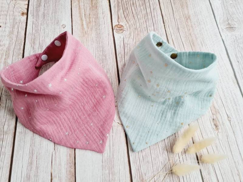 Halstuch Musselin Schal Dreieckstuch Baby Farbwahl Sterne 62 68 74 80 86 92 98 104 110 Handmade von ETStoffzauber