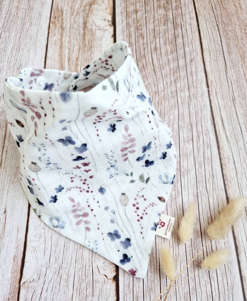 Halstuch Musselin Schal Dreieckstuch Mohnblüte Blumen Baby 62 68 74 80 86 92 98 104 110 Handmade von ETStoffzauber