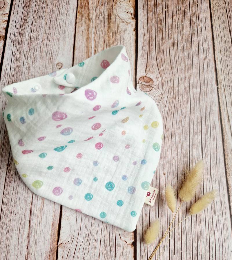 Halstuch Musselin Schal Dreieckstuch Baby Punkte Pastell 62 68 74 80 86 92 98 104 110 Handmade von ETStoffzauber
