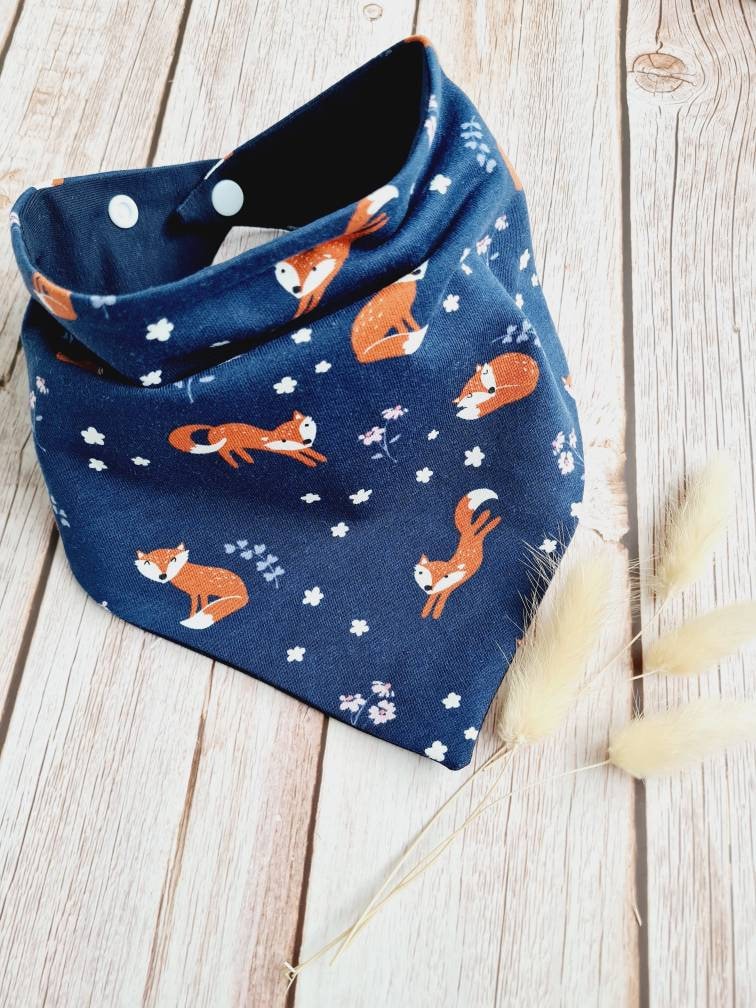 Halstuch Schal Dreieckstuch Fuchs Kupfer Blau Baby 68 74 80 86 92 98 104 Handmade von ETStoffzauber