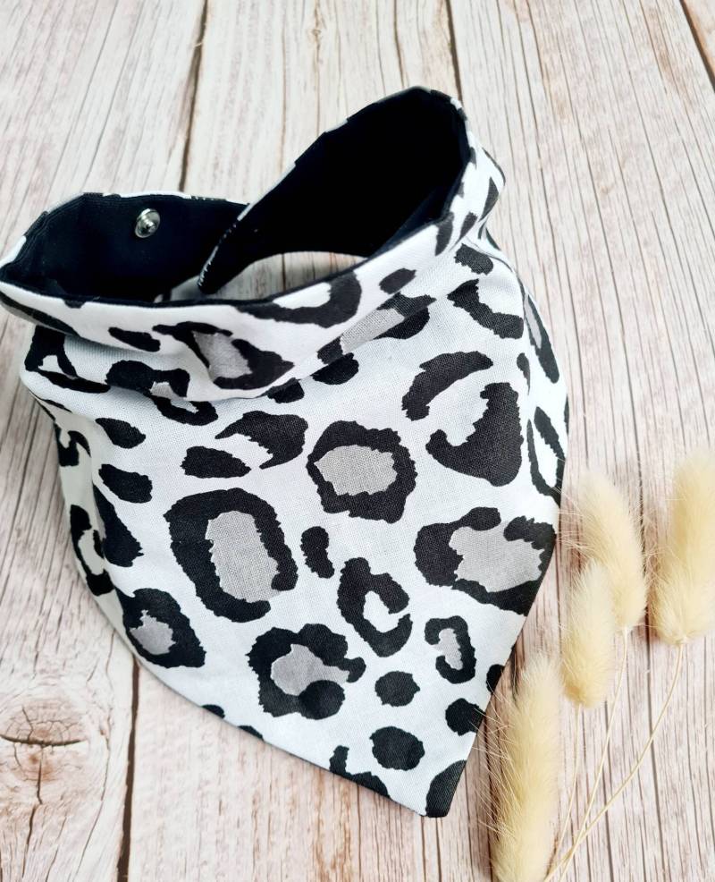 Halstuch Schal Dreieckstuch Handmade Leo Animalprint Panther Schwarz Weiß Baby 68 74 80 86 92 98 104 von ETStoffzauber