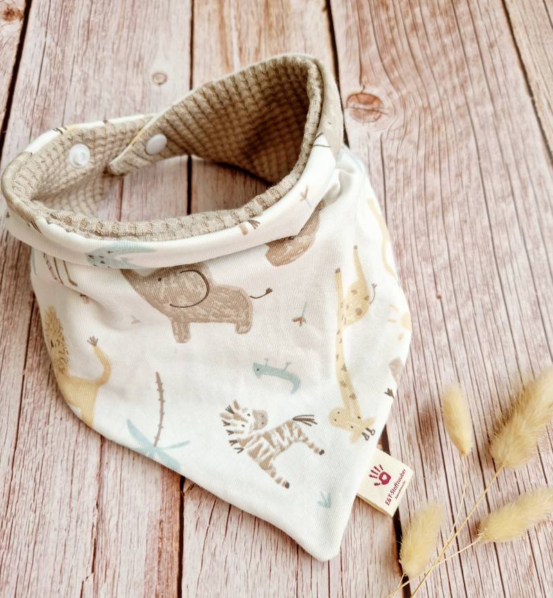 Halstuch Schal Dreieckstuch Safaritiere Löwe Baby 62 68 74 80 86 92 98 104 110 Handmade von ETStoffzauber