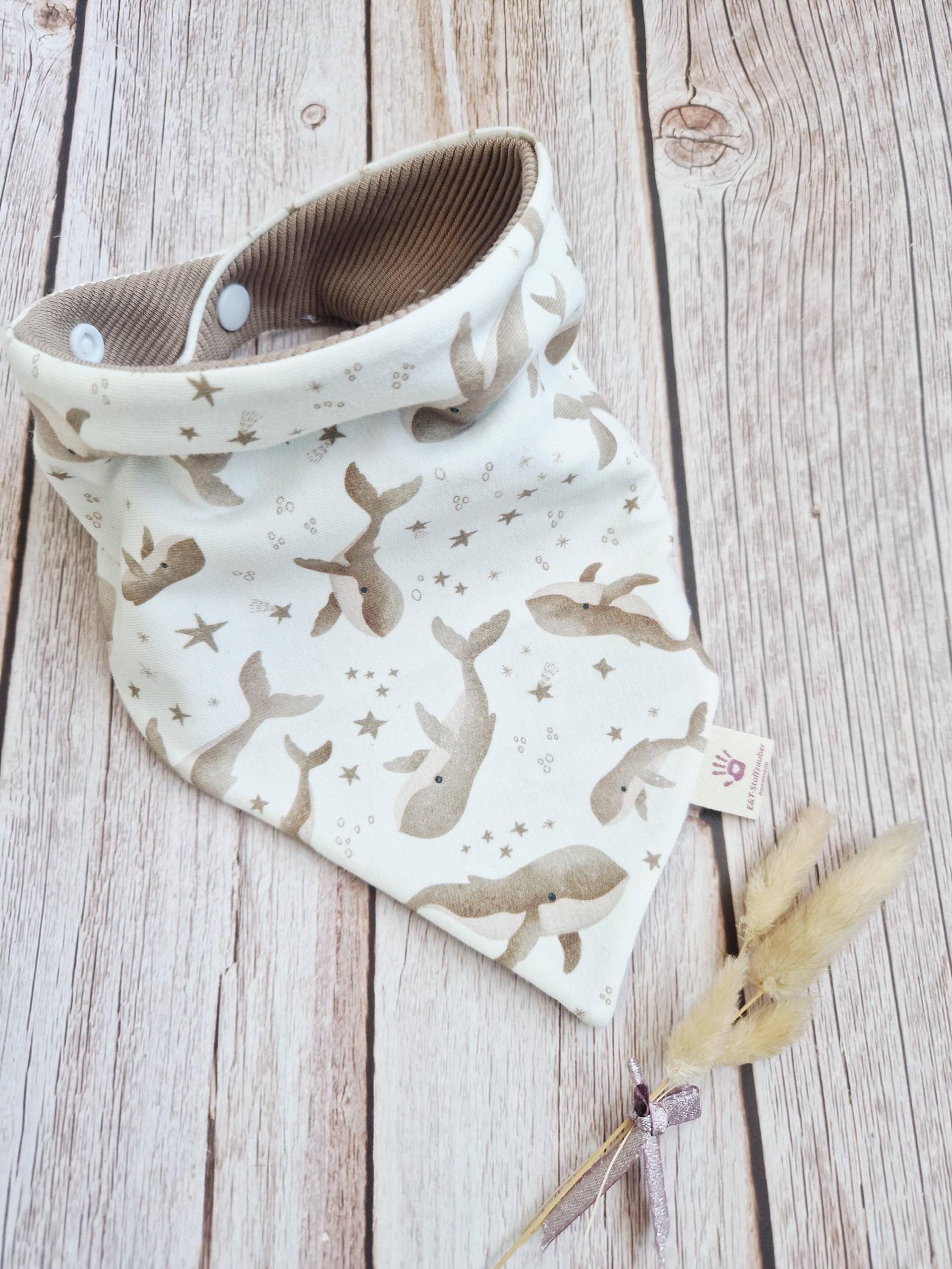 Halstuch Schal Dreieckstuch Wale Beige Maritim Jungen Unisex Baby Meer 62 68 74 80 86 92 98 104 110 Handmade von ETStoffzauber