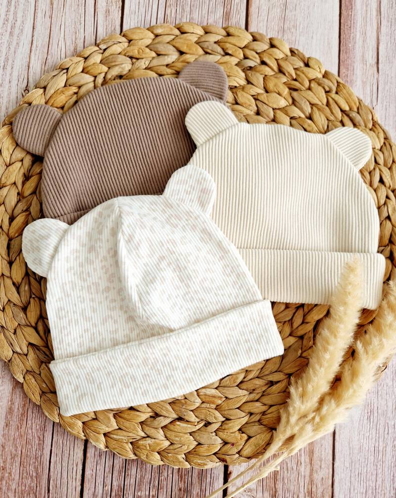 Hipster Beanie Mütze Mit Ohren Für Baby Oder Kinder Aud Ottoman Rippjersey Oeko-Tex - Verschiedene Farben von ETStoffzauber
