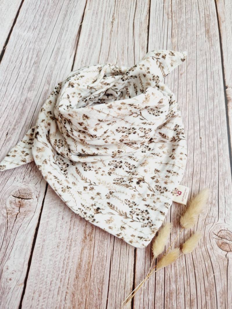 Musselin Halstuch Zum Binden Trockenblumen Herbstblumen Baby Auch Für Stofftier Oder Hund - Personalisierbar Mit Name von ETStoffzauber