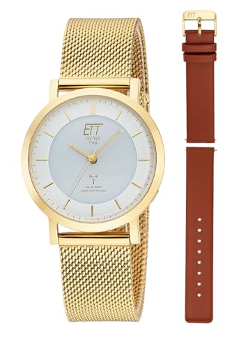 ETT Eco Tech Time Funk Solar Damen Uhr Analog mit Edelstahl,Leder Armband ELS-11619-11MS von ETT Eco Tech Time