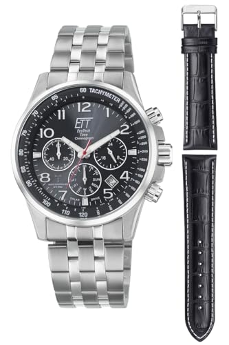 ETT Eco Tech Time Funk Solar Herren Uhr Analog mit Edelstahl massiv Armband EGS-11610-22MS von ETT Eco Tech Time