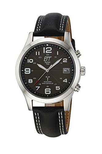 ETT Eco Tech Time Funk Solar Herren Uhr Analog mit analoger Datumsanzeige und Leder Armband EGS-11488-22L von ETT Eco Tech Time