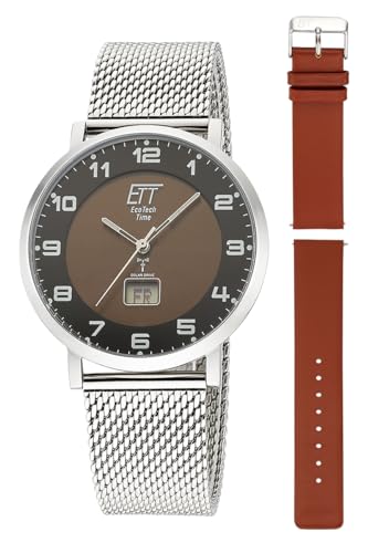ETT Eco Tech Time Funk Solar Herren Uhr Analog mit digitalem Datum mit Edelstahl,Leder Armband EGS-11624-22MS ETT Eco Tech Time Funk Solar Herren Uhr Analog mit digitalem Datum mit Edelstahl,Leder Armband EGS-11624-22MS von ETT Eco Tech Time