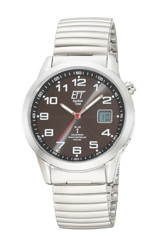 ETT Eco Tech Time Funk Solar Herren Uhr Analog mit digitalem Datum mit Edelstahl Zugband EGS-11712-22Z von ETT Eco Tech Time