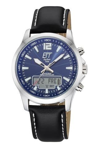 ETT Eco Tech Time Funk Solar Herren Uhr Analog mit digitalem Datum mit Leder Armband EGA-11714-31L von ETT Eco Tech Time