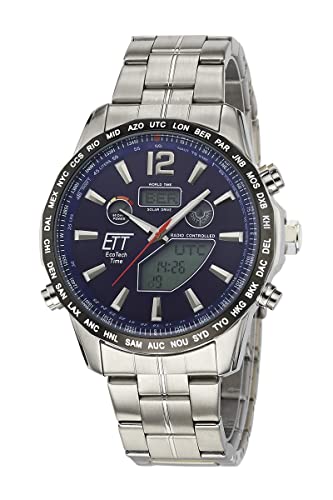 ETT Eco Tech Time Funk Solar Weltzeit Herren Uhr Chronograph mit Edelstahl Armband EGS-11478-31M von ETT Eco Tech Time