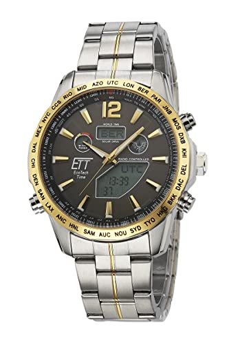 ETT Eco Tech Time Funk Solar Weltzeit Herren Uhr Chronograph mit Edelstahl Armband EGS-11479-21M von ETT Eco Tech Time