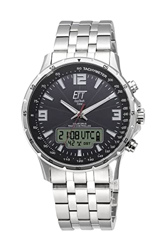 ETT Eco Tech Time Funk Solar Weltzeit Herren Uhr Chronograph mit Edelstahl massiv Armband EGS-11551-21M von ETT Eco Tech Time