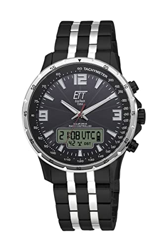 ETT Eco Tech Time Funk Solar Weltzeit Herren Uhr Chronograph mit Edelstahl massiv Armband EGS-11568-21M von ETT Eco Tech Time