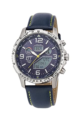 ETT Eco Tech Time Funk Solar Weltzeit Herren Uhr Chronograph mit Leder Armband EGT-11574-31L von ETT Eco Tech Time