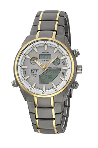 ETT Eco Tech Time Funk Solar Weltzeit Herren Uhr Chronograph mit Titan Armband EGT-11336-40M von ETT Eco Tech Time