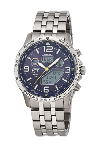 ETT Eco Tech Time Funk Solar Weltzeit Herren Uhr Chronograph mit Titan Armband EGT-11575-31M von ETT Eco Tech Time