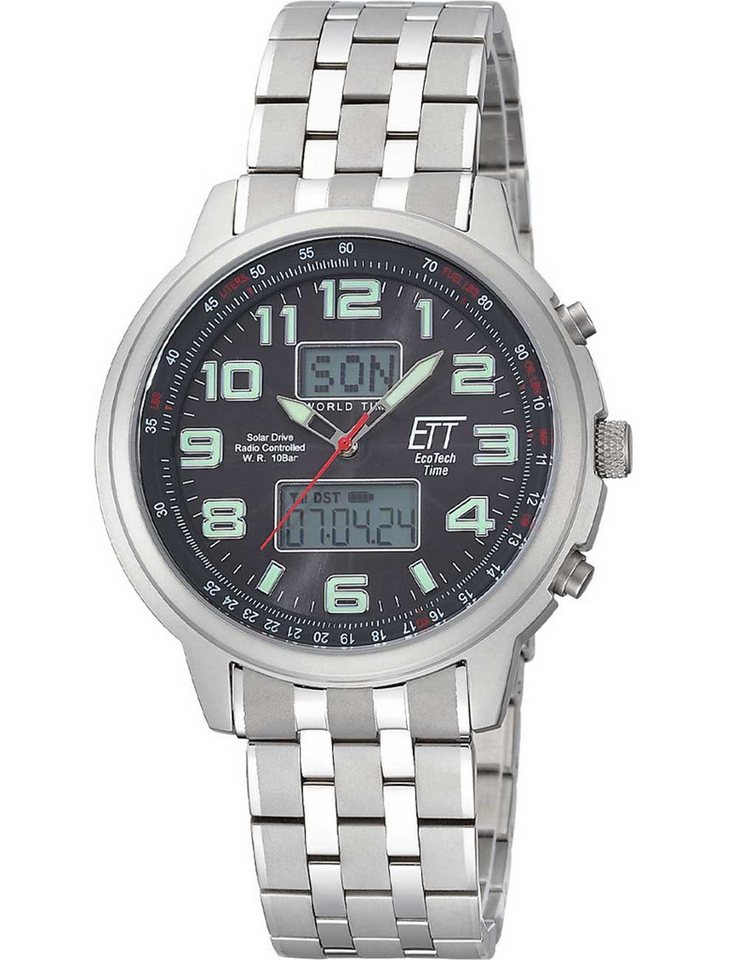 ETT Eco Tech Time Quarzuhr ETT EGS-11302-22M Solar Drive Funkuhr Hunter II Chronograph Herrenuhr ETT EGS-11302-22M Solar Drive Funkuhr Hunter II Chronograph Herrenuhr 48mm von ETT Eco Tech Time