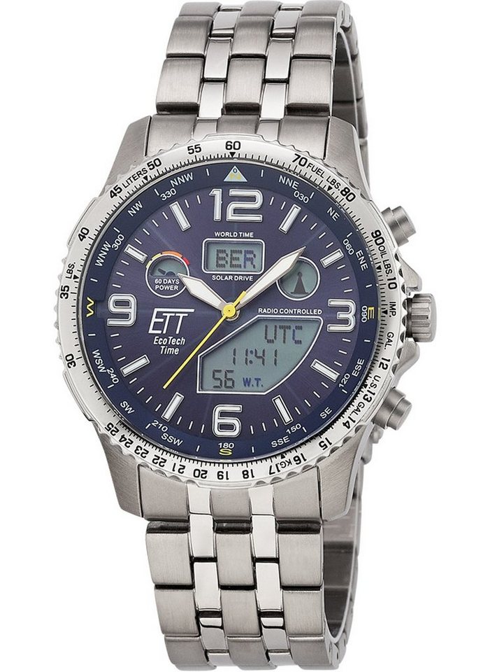 ETT Eco Tech Time Quarzuhr ETT EGT-11575-31M Herrenuhr Solar Titan Funkuhr 43mm 10ATM ETT EGT-11575-31M Herrenuhr Solar Titan Funkuhr 43mm 10ATM von ETT Eco Tech Time