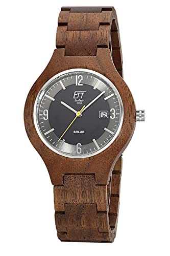 ETT Eco Tech Time Solar Herren Uhr Analog mit Holz Armband EGW-12123-22SET von ETT Eco Tech Time