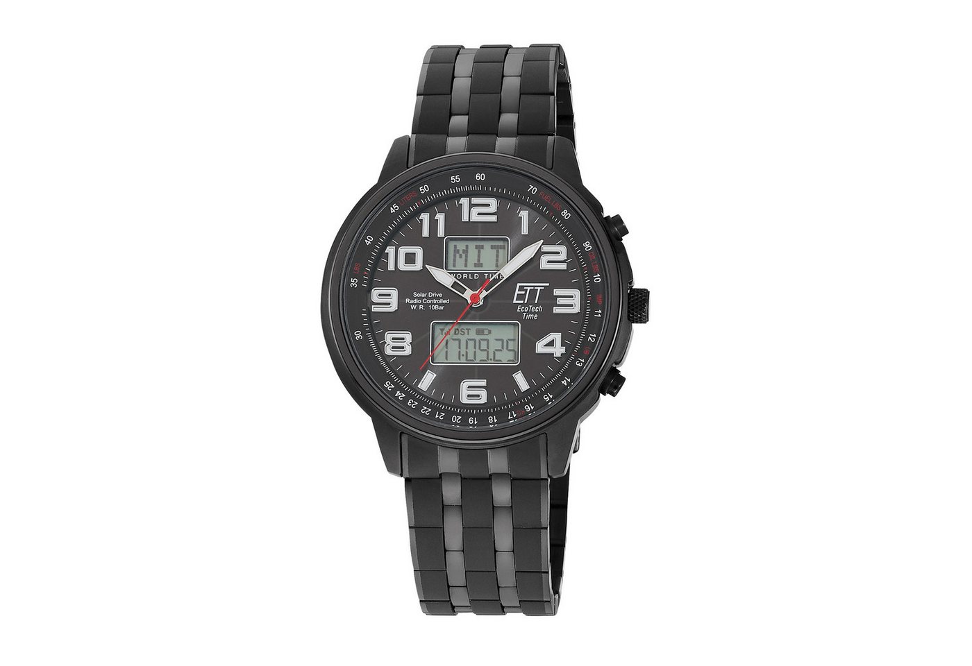 ETT Funkchronograph Hunter EGS-11736-22M, Armbanduhr, Solar, Herrenuhr, Edelstahlarmband, analog, digital von ETT