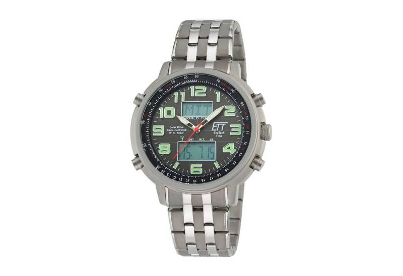 ETT Funkuhr Armbanduhr Eco Tech Solar Funk World Timer im Titanlook von ETT