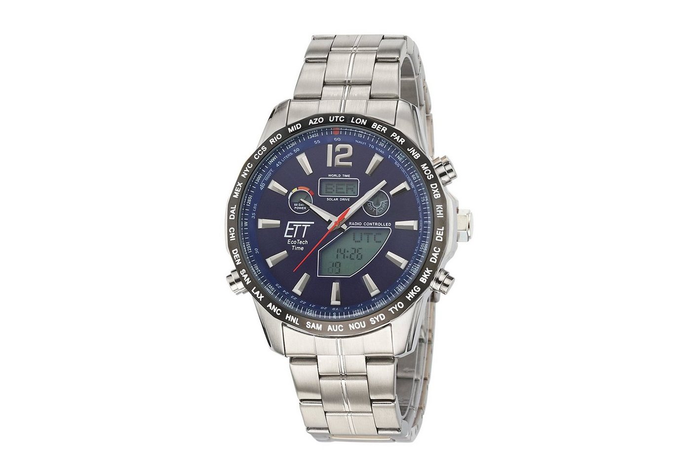 ETT Funkuhr Eco Tech Time Solar Drive Funk Discovery Herrenuhr - EGS-11478-31M von ETT